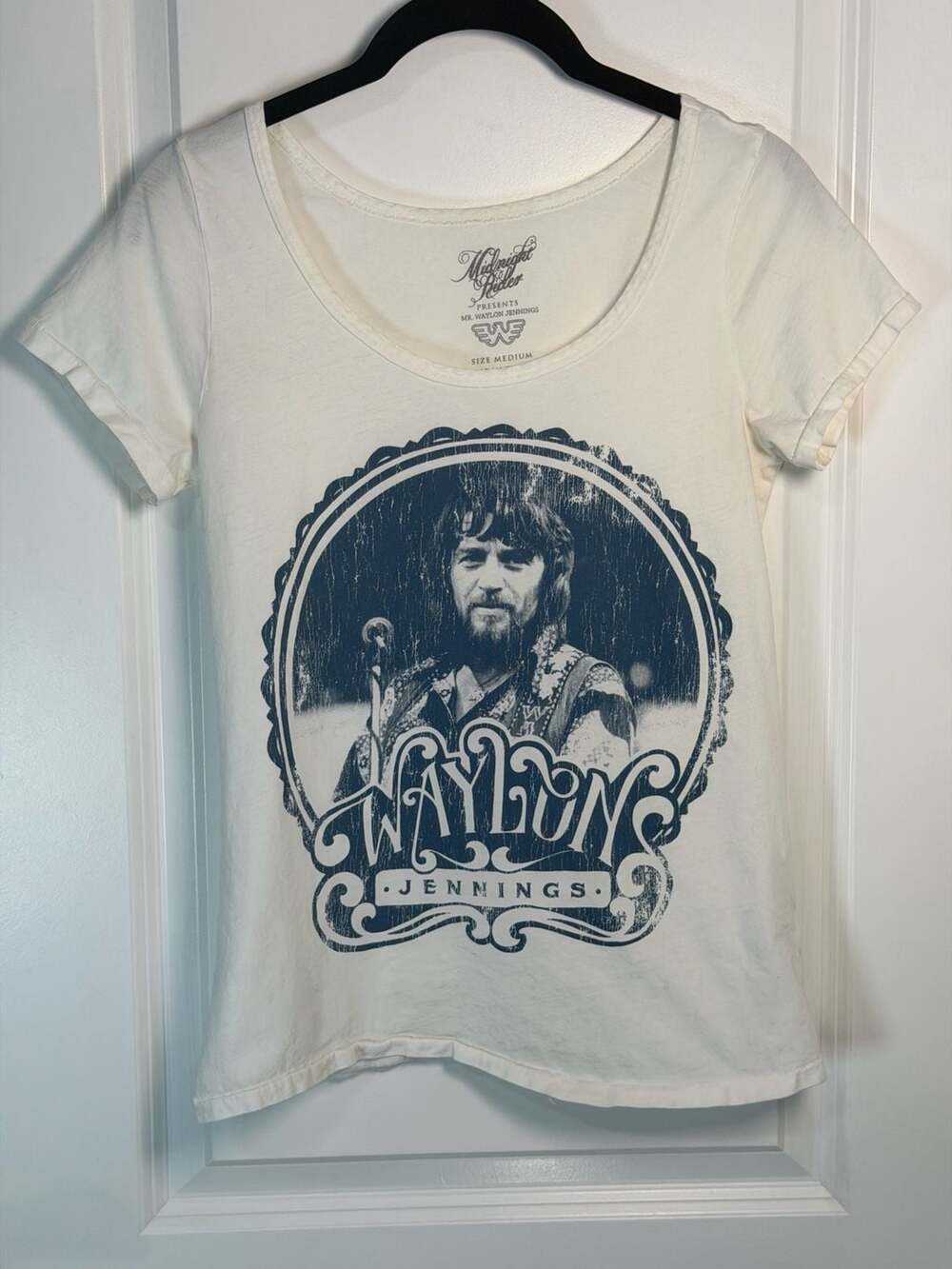 Midnight Rider Waylon Jennings Portrait Vintage Style Graphic Tee